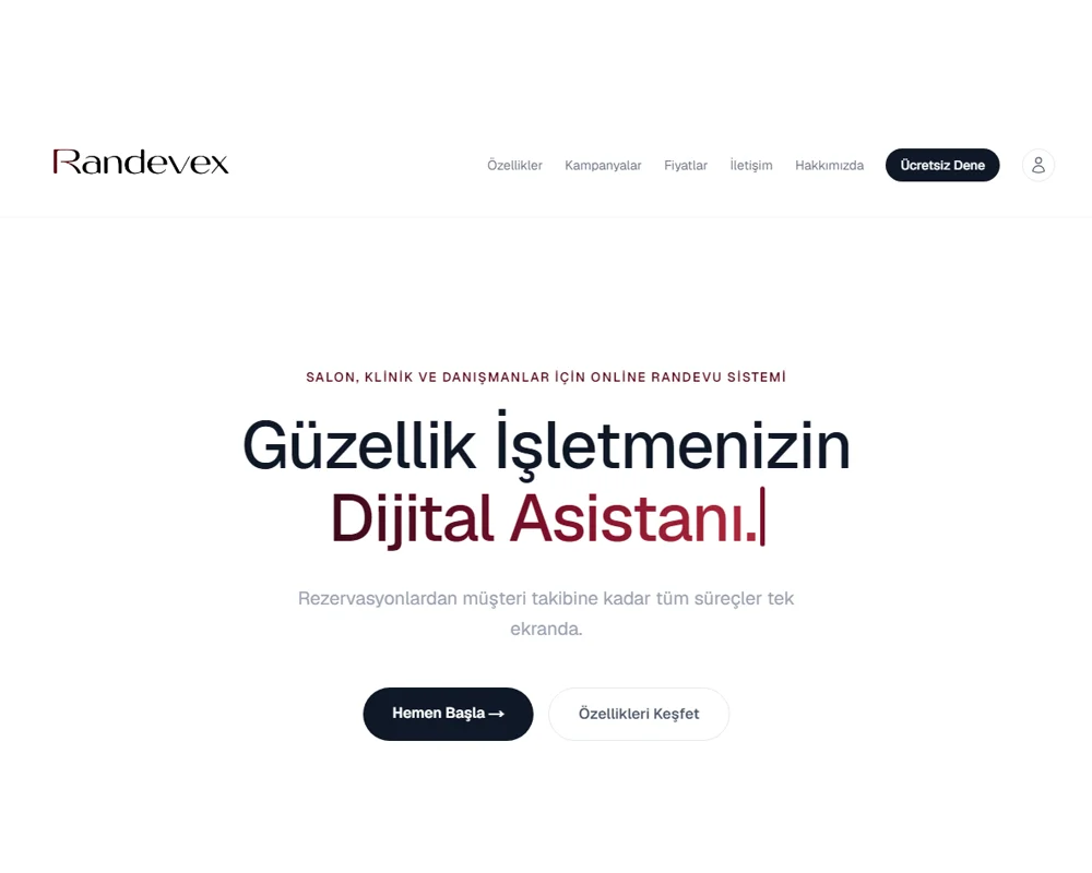 Randevex online randevu sistemi ana sayfası